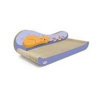 Record - Rascador sofá de cartón - Dimensiones: 49 x 25 x 16 cm - Preserva la Salud de Las uñas de tu Gato - Cómodo también como Cama - Colores Habana y Lila