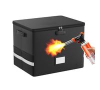Record Storage Box, Fireproof File Organizer, Water Resistant Album Crate, Secure Lid Case, Durable Handle Carry Bin for Books, Albums, Magazines, Valuables, Devices, Files, Media Collection