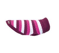 Record - Suéter para Perros Modelo él y Ella. Jersey de Cuello Alto, fantasía a Rayas Blancas con Tonos Violeta/Fucsia, Agujero para Correa y Trabillas para Patas | Morado, 3XS - Longitud de la