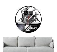 Record Wall Clock,29.5x29.5cm Drums Musiic Walll Clock - Unconventional Style Home Decor Calm Ambiance For Music Party Favor Decor, Music Decorations, Unique Gift For Your Friends And Family, Wall Art