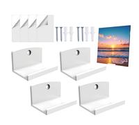 Record Wall Mount - 4 Piece Acrylic Rack, 2.5x1.69x1.38 inches Record Shelf Wall Mount, Durable Acrylic Construction for Album Picture Comic Book Collectibles Kids Bookshelf Bedroom Living Room