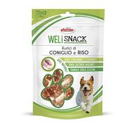 Record Welisnack Rústicos con sabor a conejo y arroz. Deliciosos aperitivos para perros sin conservantes ni colorantes. Bocados para perros 100% naturales, sin azúcares añadidos. Paquete resellable de