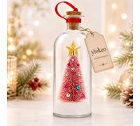 Recordable Christmas Tree In A Bottle Ornament, Record A Message Christmas Tree, 30-Second Voice Recording Keepsake for Recording Unforgettable Moments, Glass Holiday Decoration (1 PCS Red)