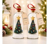 Recordable Christmas Tree In A Bottle Ornament, Record A Message Christmas Tree, 30-Second Voice Recording Keepsake for Recording Unforgettable Moments, Glass Holiday Decoration (2 PCS Green)