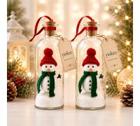Recordable Christmas Tree In A Bottle Ornament, Record A Message Christmas Tree, 30-Second Voice Recording Keepsake for Recording Unforgettable Moments, Glass Holiday Decoration (2 PCS Snowman)