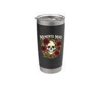 Recordatorio de filosofía estoica de rosas góticas con calavera Memento Mori Vaso térmico de acero inoxidable de doble pared