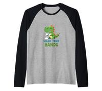 Recordatorio de higiene de Dinosaurios para lavarse Las Manos Camiseta Manga Raglan