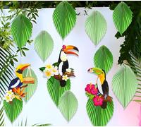recortables de papel de nido de abeja de pájaros tropicales loro panal hojas de palma banner decoraciones colgantes hawaiian beach luau party tiki bar suministros