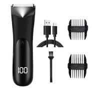 Recortador de barba de precisión para hombre, cortador de barba, moldeador de bigote, recortador de pelo íntimo portátil para hombre con pantalla digital LCD para piernas, orejas, cara, nariz, púbico