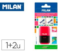 Recortador de lápices de plástico Milan Compact Touch Duo 2 usos con goma + 2 recambios de goma - MILAN