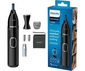 Recortador de nariz, orejas y cejas Philips Series NT5650/16 5000 que funciona con pilas, negro (paquete de 1), Unisex adultos