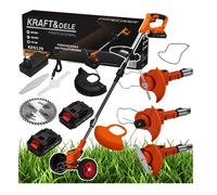 Recortadora Cortacésped Inalámbrica 21V 2x2Ah 1000W KRAFT DELE Con Ruedas