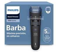 Recortadora de barba Philips Serie 5000 - Cuchillas autoafilables, 40 posiciones ajustables, sensor, sistema recogedor de vello, peine difuminador, 100% resistente al agua, funda de viaje, BT5785/30