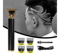 Recortadora de cabello inalámbrica profesional, recortadora de cuchillas en T sin huecos, afeitadora de barba recargable, cortapelos con 4 peines guía, juego de aseo para hombres