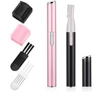 Recortadora de cejas para mujer, 2 piezas, afeitadora de cejas de precisión automática, eliminadora de pelusa de melocotón facial sin dolor para cejas, depilación facial con pilas para cara, cuello