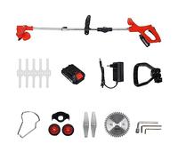 Recortadora de césped eléctrica Plegable 21V 1800W Cortacésped portátil inalámbrico Herramientas de poda de jardín con batería de 2 Piezas amp; Ruedas(Red 1Battery)