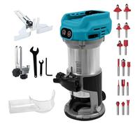 Recortadora de palma, herramienta de enrutador de palma de madera inalámbrica compatible con batería Makita de 18 V -21 V, motor sin escobillas de 800 W con 15 brocas de enrutador de vástago de 1/3