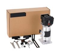 Recortadora Eléctrica For Carpintería, Fresadora De Madera, Máquina Corte Con Ranuras, Enrutador Tallado A Mano For Baterías 18V Potente Potencia(Plastic Base-Black)