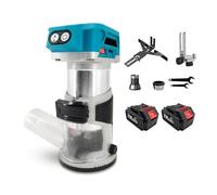 Recortadora Eléctrica Sin Escobillas, Enrutador De Madera Inalámbrico 6 Velocidades, Herramienta Ranurado Grabado For Carpintería 6/6, 35/8mm For Batería 21V Potente Y Preciso(2PC 4000mAh)