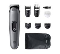 Braun AIO3540 - Kit de afeitado todo en uno serie 3, 8 en 1, hoja ultrafina, 14 longitudes, corte preciso para cara y cabello, duración de 50 minutos, estilo fácil y rápido, color gris