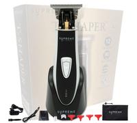 Recortadora para hombres de SUPREME TRIMMER Cortapelos profesional para peluquero Bigote Barba, Recortadora de viaje inalámbrica con indicador LED y soporte recargable por USB - ST5210 Plateado T-Shaper Li