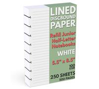 Recorte de papel de media letra de disco recarga de papel forrado 250 hojas (500 pginas) 5.5 pulg. X 8.5 en 100 GSM Junior Size 8 Disc Notorbooks