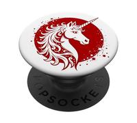 Recorte Rojo Unicornio poderoso mágico PopSockets PopGrip Adhesivo