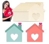 Recortes de casas de madera - 20 piezas de formas de madera vacías con corazón hueco, ideales para adornos hechos a mano, decoraciones de ventanas, colgar árboles, vacaciones, bodas, cumplea os