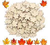 Recortes de madera de hoja de arce, piezas de madera de hoja de arce, mini recortes de madera sin terminar en blanco para decoración de Acción de Gracias, otoño, bricolaje, 1.2 pulgadas, 100 piezas de