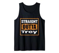 Recta Outta Troy Nueva York Estados Unidos Retro Apagado Vintage Camiseta sin Mangas