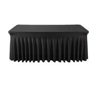 Rectangle Table Skirt - Wedding Desk Skirts, 6ft Black Pleated Ruffle Table Skirts, Elegant Cover Decoration For Halloween Shower Wedding Banquet Buffet Birthday Party, Party Supplies, Event Drap
