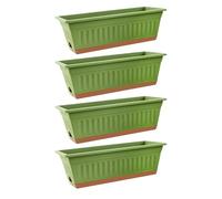 Rectangle Vegetable Plant Pot, 4 Pieces Rectangle Flowerpots, Vegetable Pots Drainage, Garden Container with Modern Style, Planting with Stackable Design, for Lettuce Potatoes Cherry Living Room
