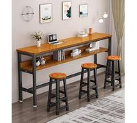 Rectangular Black Bar Table High Breakfast Coffee Table for Small Spaces Metal Frame Pub Desk 100/120/140/160/180x30/40cm Kitchen & Living Room Furniture