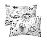 Rectangular Fundas Cojines Halloween, Funda Almohada 50x70 cm Gris Patrón Juego de 2, Decorativos Cojines Sofa in Terciopelo, Protector Almohada Impresión a Doble Cara para Cama, Regalo Mujer D-19