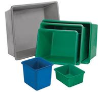 Rectangular. GFK, con bolsillos de apilado, 400 l, BxLxH arriba auá/inn 790/710x1190/1110x600/590 mm, color