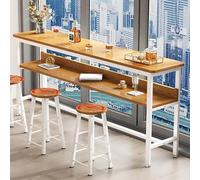 Rectangular High Bar Table with Footrest Adjustable Pub Desk for Small Spaces Metal Frame Breakfast Dining Table for Kitchen & Living Room (Color 4 16)