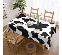 Rectangular Mantel De Hule Estampado De Vaca En Blanco Y Negro Manteles Impermeable Cubre Mesa Resistente Al Aceite Hule para Cocina Comedor Fiesta,137X183cm