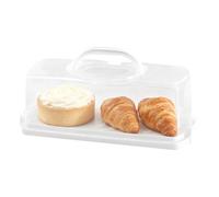rectangular para tartas, 36,5 x 15,5 x 13,5 cm, organizador de polipropileno rosa y , contenedor de almacenamiento de humedad | Soporte decorativo para exhibición de alimentos para panes