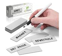 Rectángulo Magnético - Juego de 25 imanes - Escribir, Limpiar y reutilizar. (Gris, 7,5 x 2,5 cm)