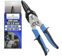 Rectas Tijeras Corta Chapa Metálica de Hasta 1,5 mm - Tijeras Chapista Tienen Longitud 250 mm - Cizalla para Metal para Cortar Acero Malla Metálica Aluminio y Plástico - Garantía de 10 Años - MONTERAL