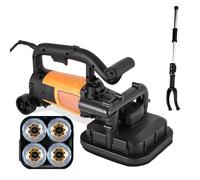 Rectificadora de Hormigón de 4 Cabezas, Amoladora de Superficie Eléctrica para Hormigón con 3 Tipos de Discos Rectificado, con Varilla Extensión y 6 Velocidades Ajustables, para Azulejos de Cemento
