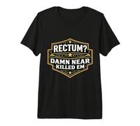 ¿Recto? Maldito Casi Matado Em Divertido Papá Broma Juego de Palabras Divertido Camiseta Premium