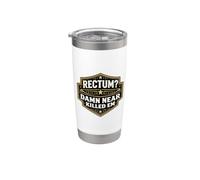 ¿Recto? Maldito Casi Matado Em Divertido Papá Broma Juego de palabras Divertido Vaso térmico de acero inoxidable de doble pared