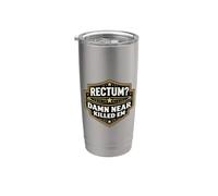 ¿Recto? Maldito Casi Matado Em Divertido Papá Broma Juego de palabras Divertido Vaso térmico de acero inoxidable de doble pared