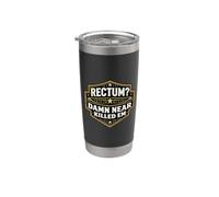 ¿Recto? Maldito Casi Matado Em Divertido Papá Broma Juego de palabras Divertido Vaso térmico de acero inoxidable de doble pared