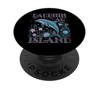 Recuerdo Colorido de Playa de Dauphin Island AL Dolphin PopSockets PopGrip Adhesivo