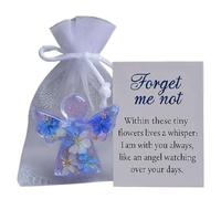 Recuerdo de ángel con flor no seca, colgante conmemorativo de ángel de la guarda con tarjeta de condolencias y bolsa de organza, regalos de recuerdo por la pérdida de un ser querido, adorno colgante