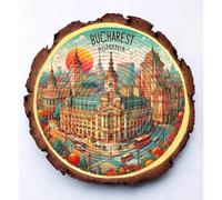Recuerdo de Bucarest Rumania, placa de madera de Europa del Este, ideal para coleccionistas de cultura y entusiastas de la historia