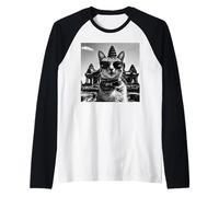 Recuerdo de Cat Khmer y Templo Camboyano de Angkor Wat Camiseta Manga Raglan