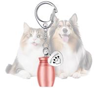 Recuerdo de cenizas de perro de cremación cilíndrica, llavero de urnas para mascotas para cenizas - Llavero para perro con cilindro de cremación - Llavero colgante conmemorativo con huella de pata par